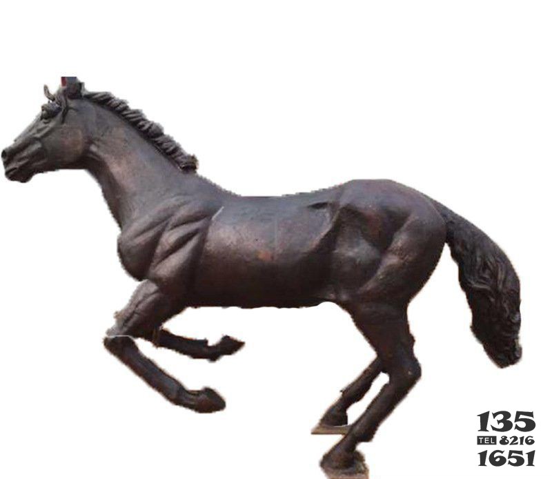 铜雕公园奔马动物雕塑图片