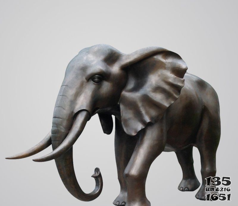 大象玻璃钢仿铜动物雕塑图片