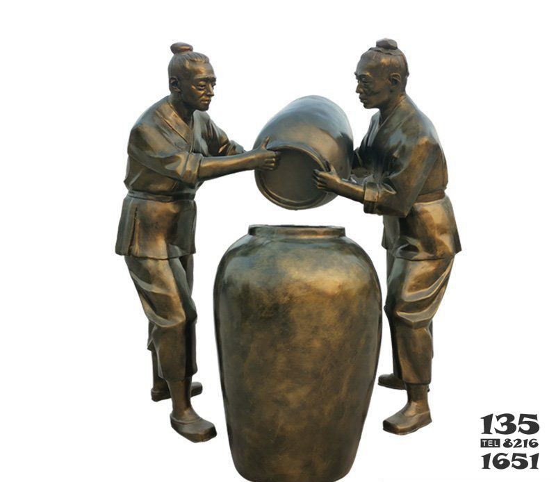 酒文化酿酒人物铜雕图片