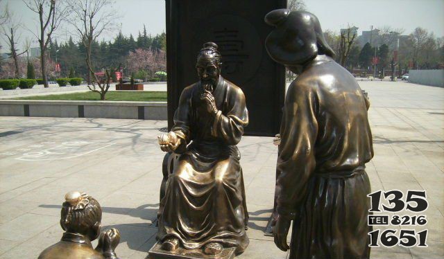 公园古人祝寿人物铜雕图片