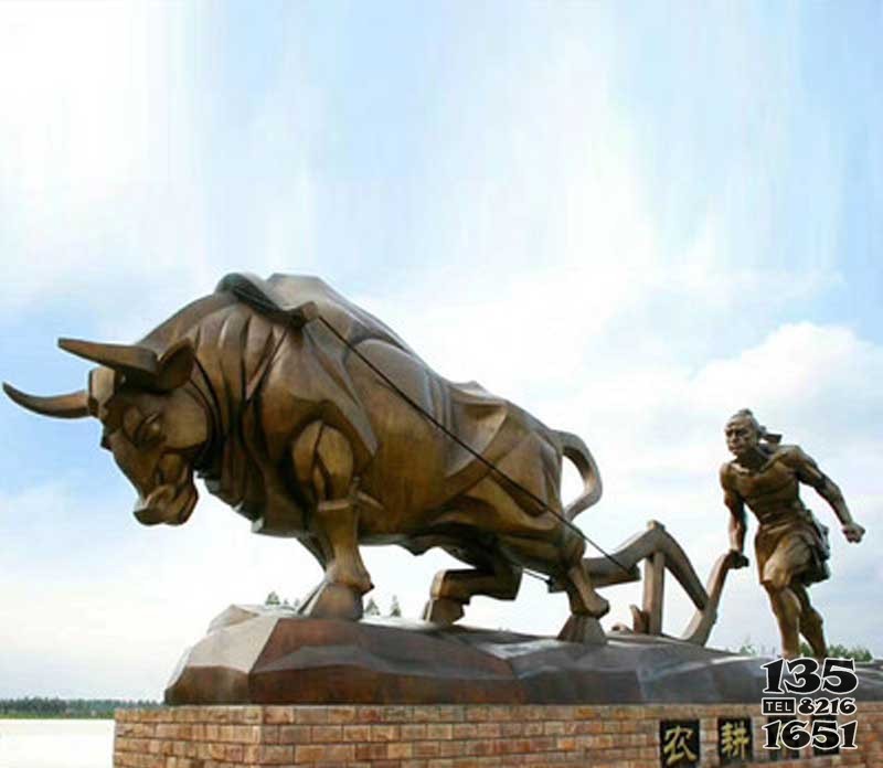 广场铸铜牛雕塑 步行街开荒牛雕塑图片
