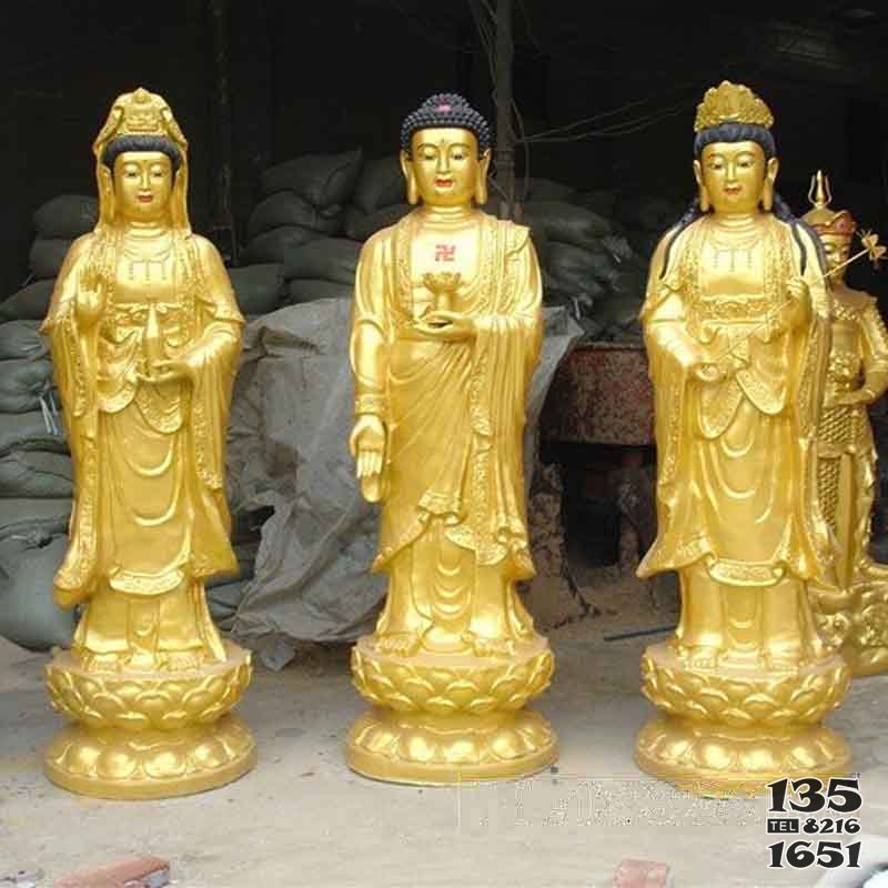 铜雕佛像西方三圣雕塑制作图片