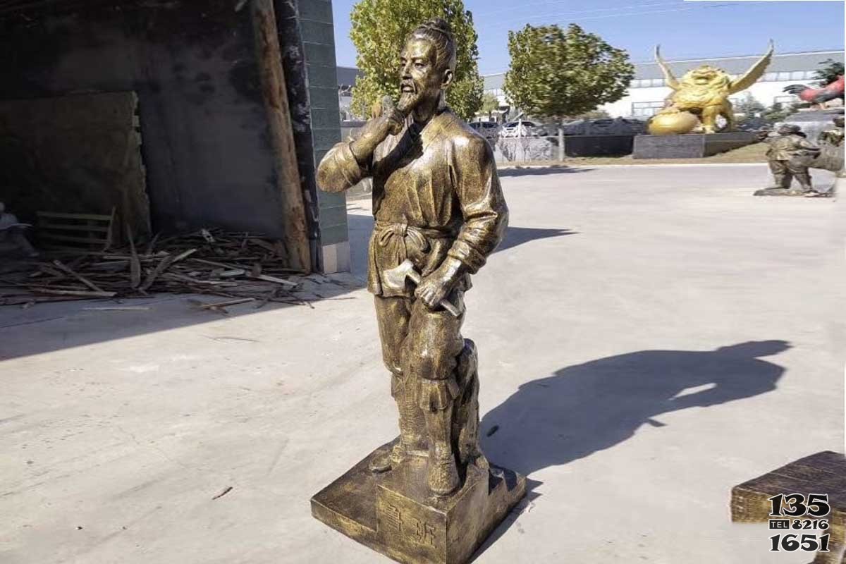 鲁班雕塑铜雕人物木匠祖师爷鲁班仿真雕像图片