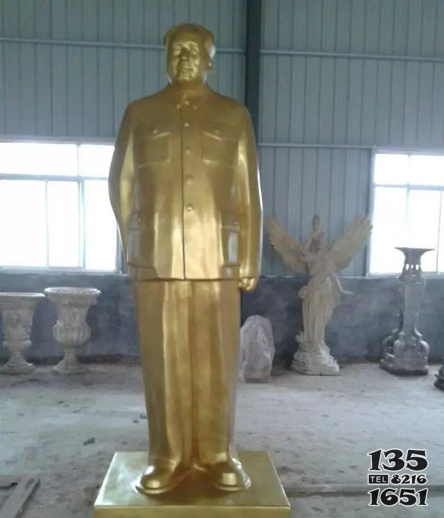 毛主席玻璃钢仿铜人物雕塑图片