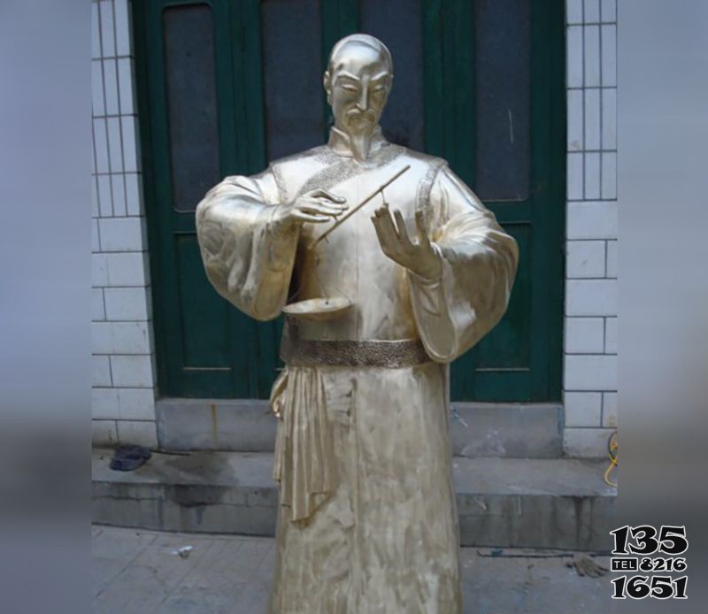 清朝中医制药人物铜雕图片