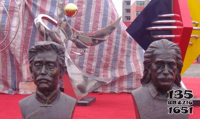 鲁迅和爱因斯坦胸像名人铜雕图片