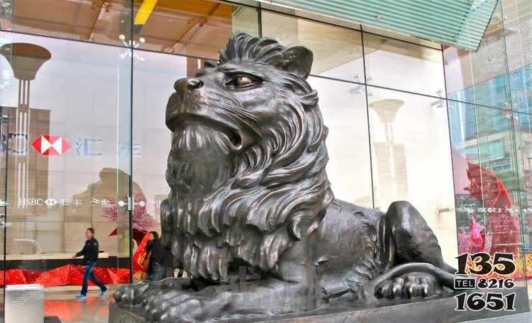 银行门口铸铜汇丰狮雕塑图片