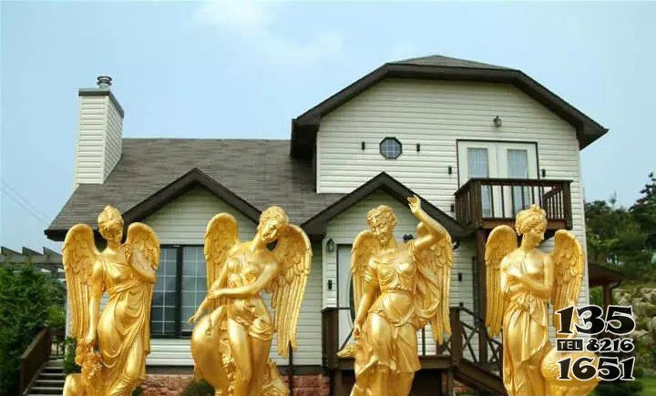 欧式四天使玻璃钢仿铜人物雕塑图片