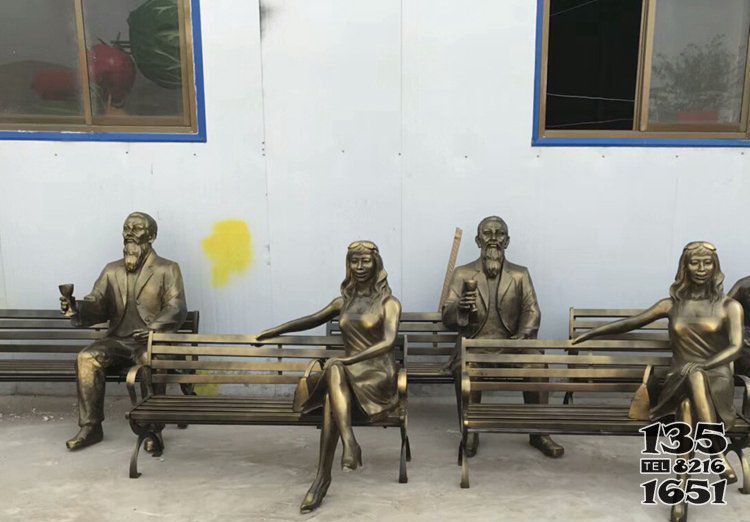 公园铜雕美女长椅人物雕塑图片