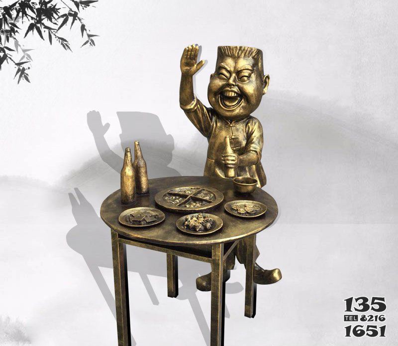 吃火锅的人物铜雕图片