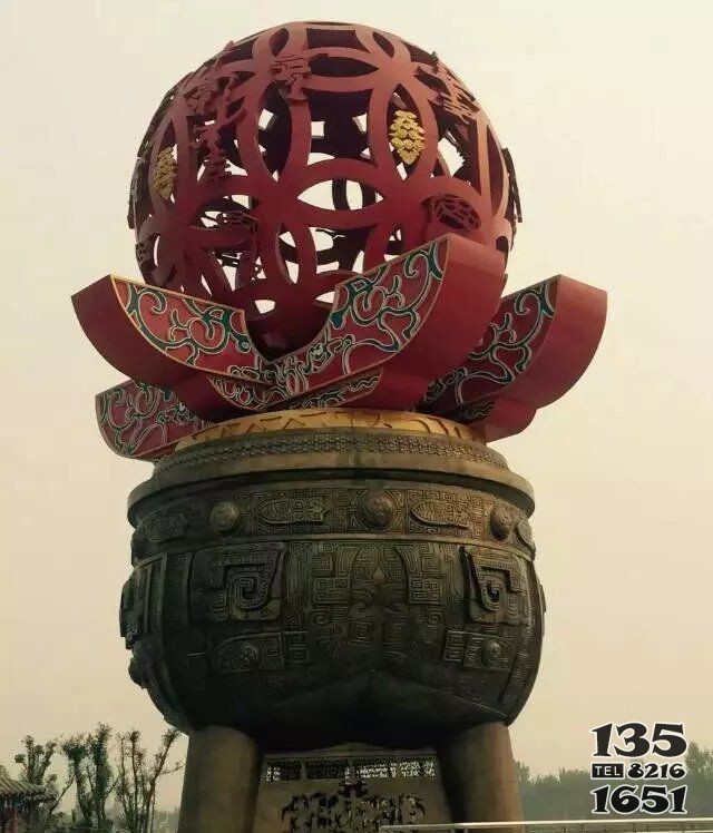三足鼎广场大型铜雕图片