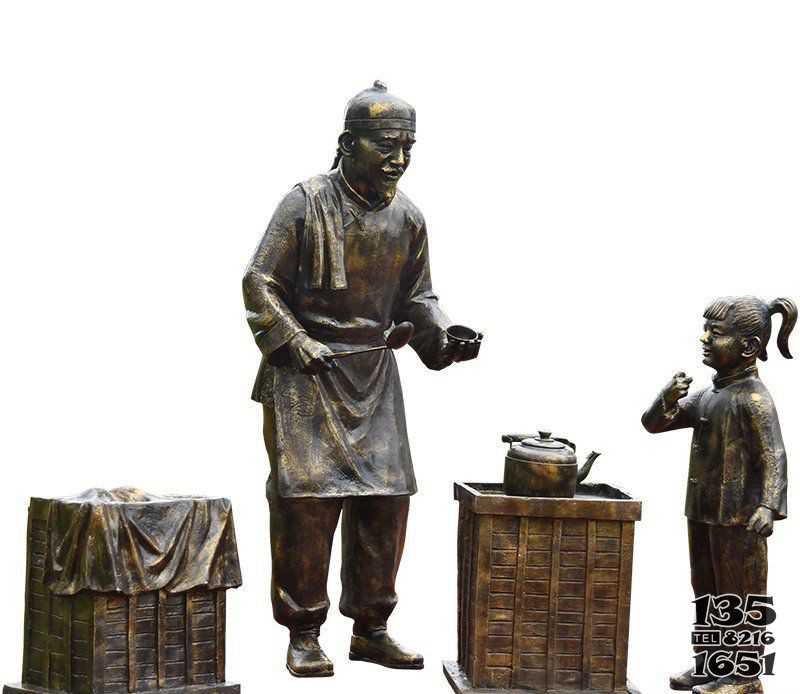 步行街卖小吃人物铜雕图片