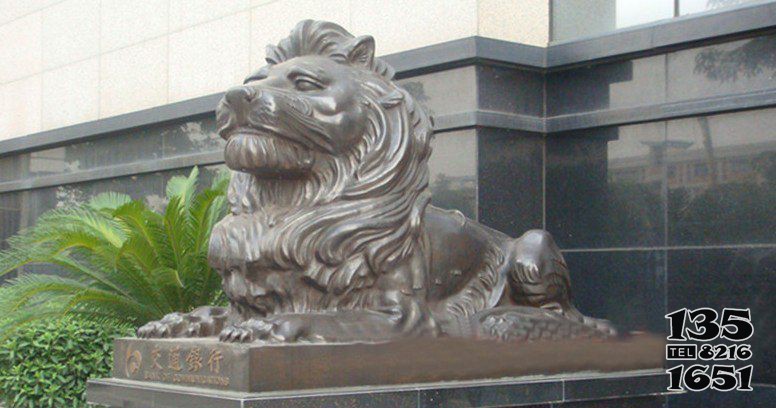 交通银行门口西洋狮子铜雕图片