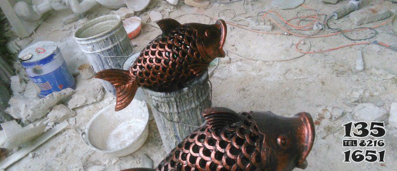 金鱼小区景观动物铜雕图片