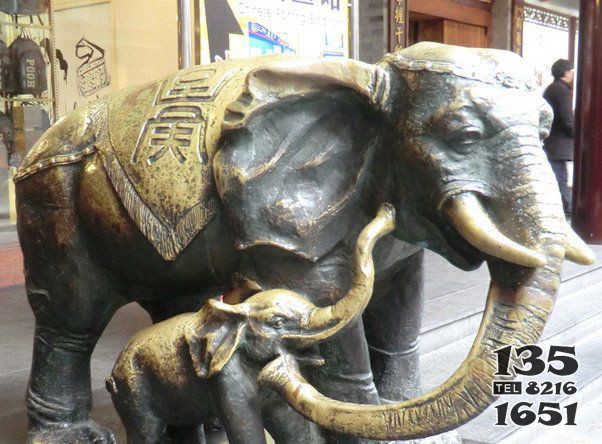 企业母子象大象铜雕图片