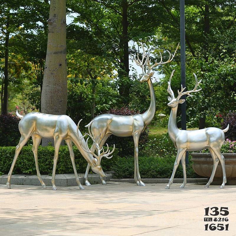 户外仿铜鹿玻璃钢雕塑仿真抽象梅花鹿园林景观装饰小品图片