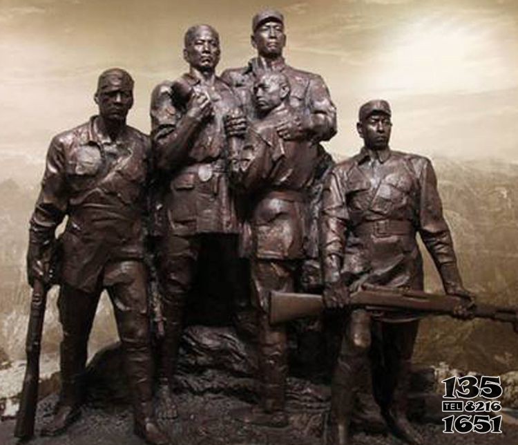 铜雕解放军战士雕塑图片