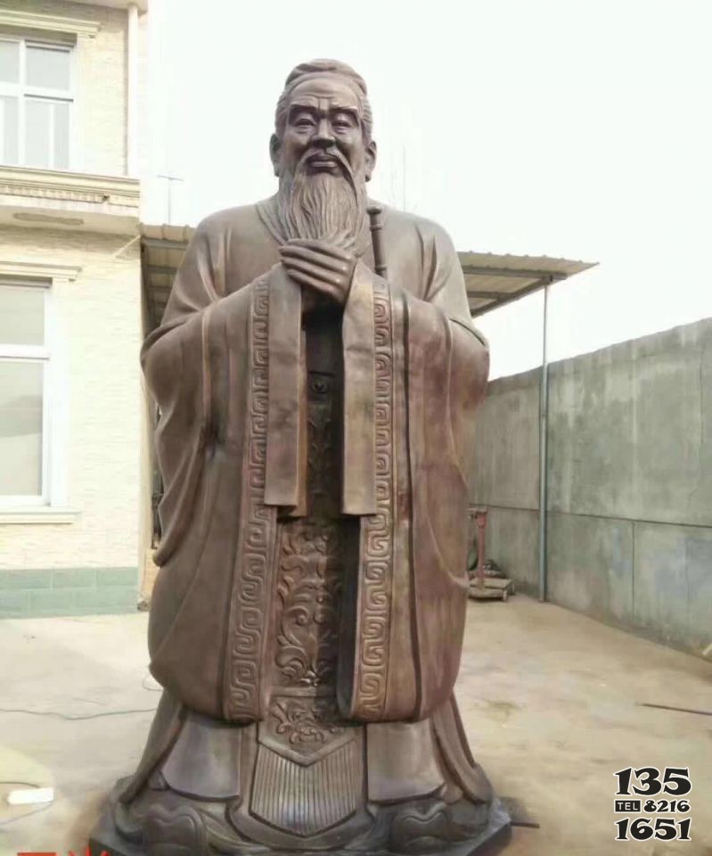 校园文化孔子铜雕图片