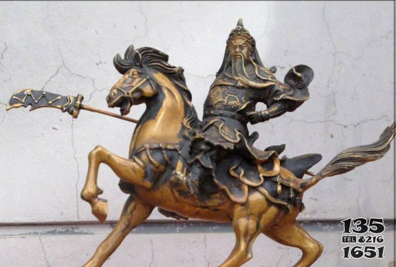 骑马威武关公铜雕图片