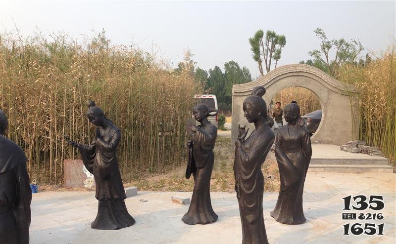 公园古代女人人物铜雕图片