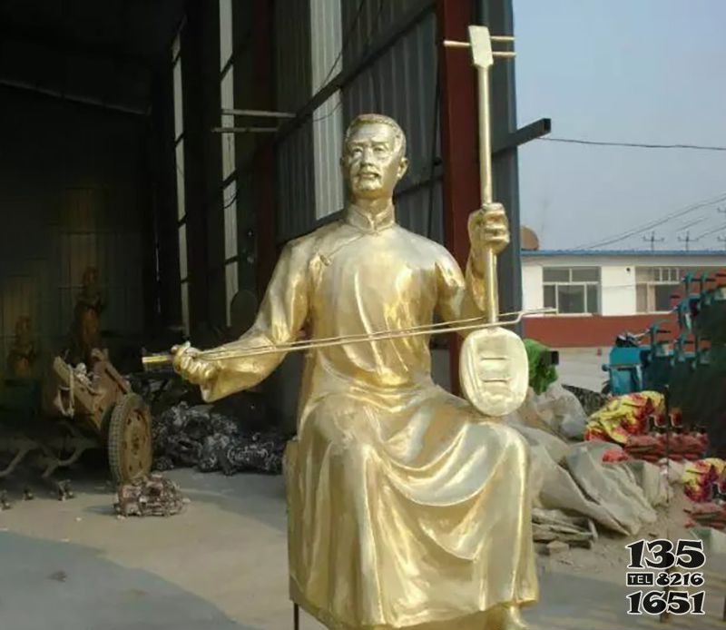 拉二胡广场人物景观铜雕图片
