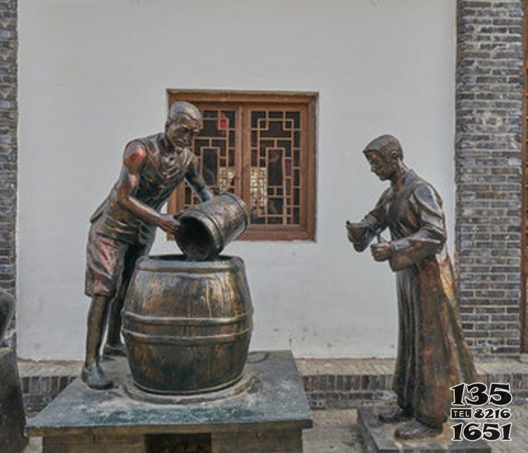 酿酒人物铜雕图片
