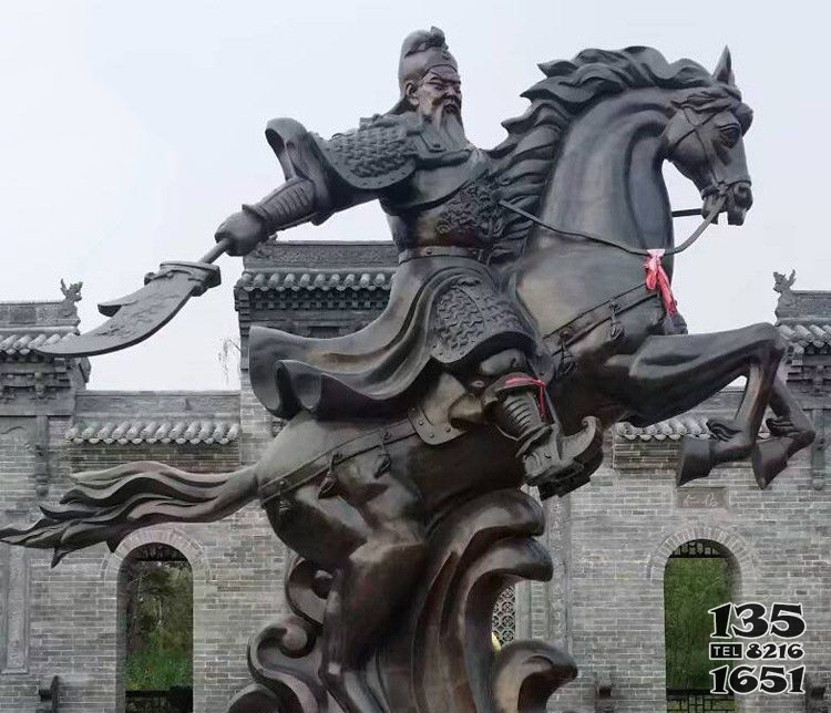 铜雕骑马关公广场历史人物雕塑图片