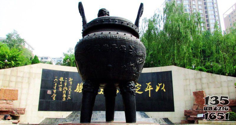 双龙戏珠广场香炉铜雕景观雕塑图片