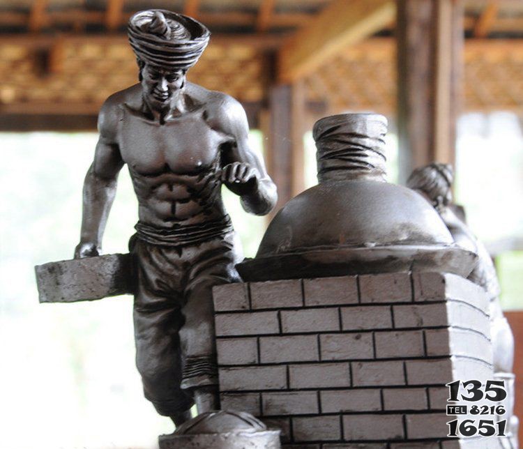 制作茶的人物铜雕图片