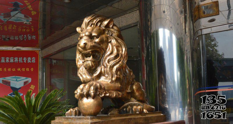 西洋狮黄铜狮子铜雕图片