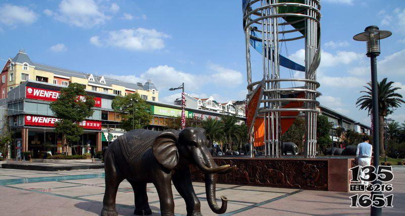 广场大象动物铜雕图片