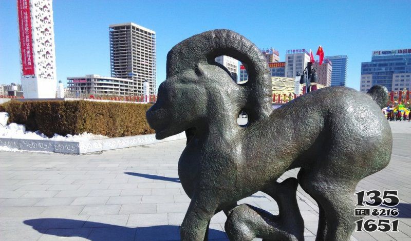 广场抽象母子羊动物铜雕图片