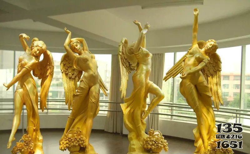 舞蹈四女神玻璃钢仿铜人物雕塑图片