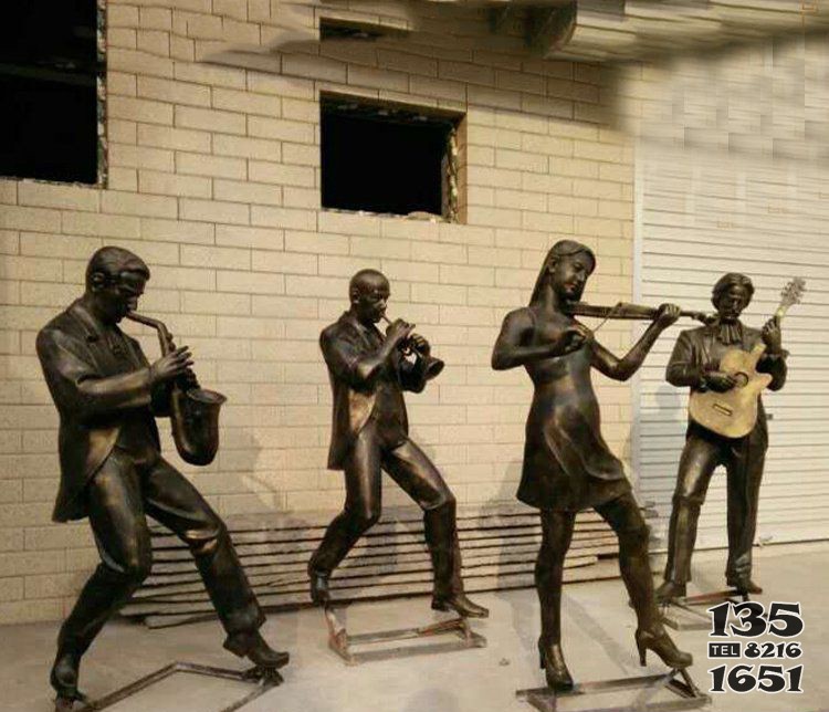 广场铜雕排队音乐人物雕塑图片