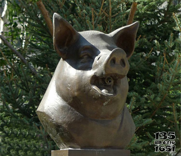 十二生肖猪首铜雕图片