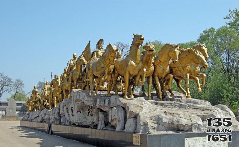 公园秦皇出游小品铜雕图片