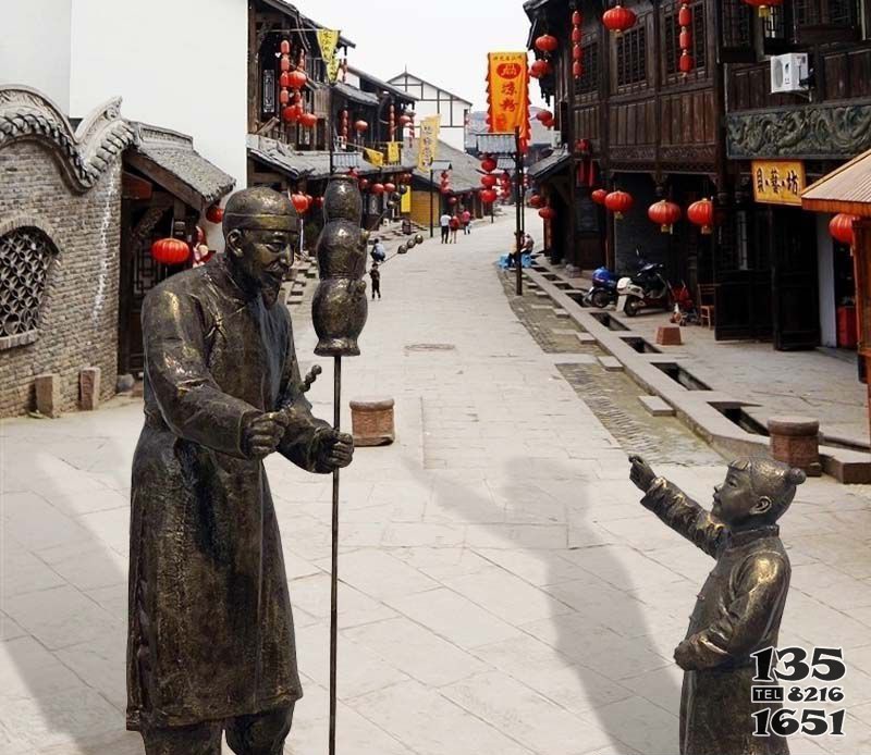 步行街糖葫芦人物铜雕图片