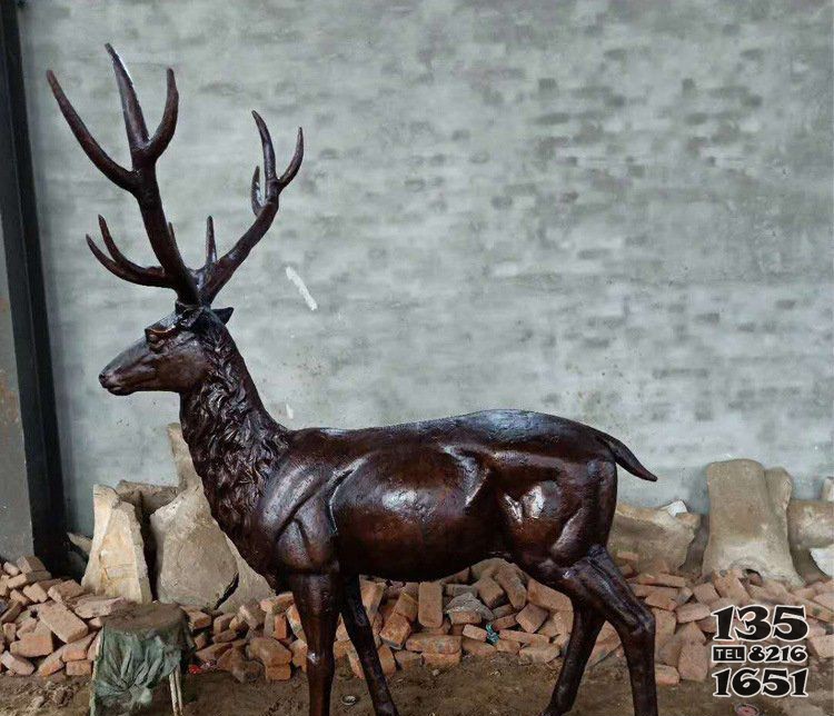 铜雕户外公园动物雕塑鹿摆件图片