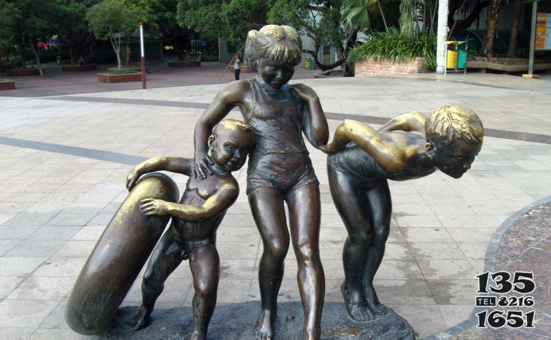 公园小孩小品铜雕图片