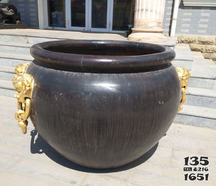铜雕庭院招财水缸摆件图片