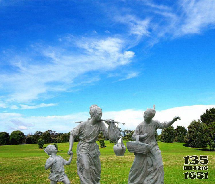 公园铜雕一家三口小品人物雕塑图片