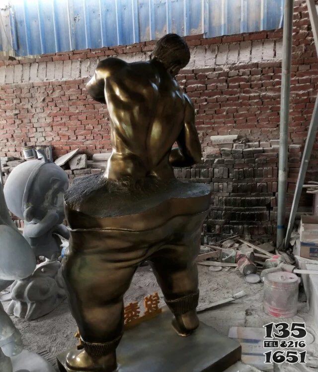 健身房标志玻璃钢仿铜人物雕塑图片