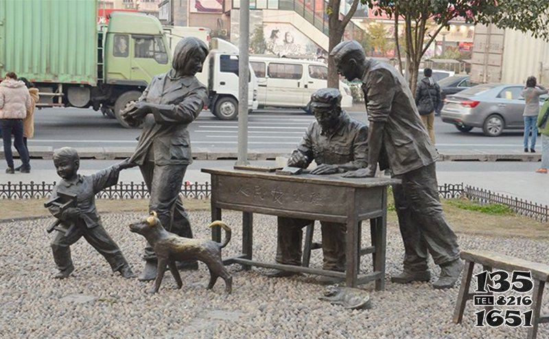 广场铜雕交粮食人物雕塑图片