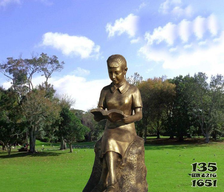 公园校园铜雕看书人物雕塑图片