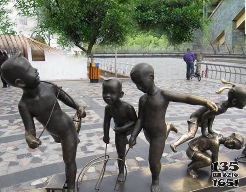 广场铜雕玩游戏人物儿童雕塑图片