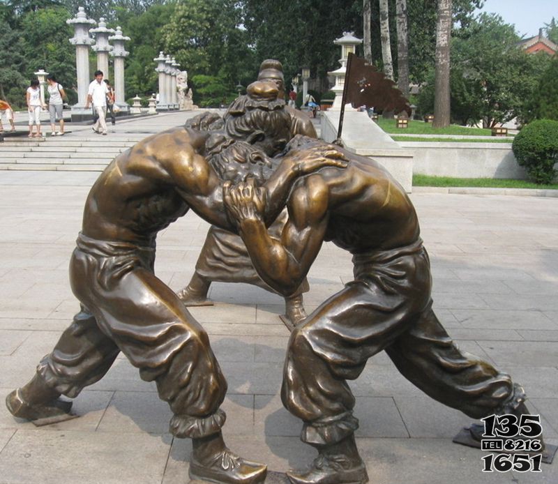摔跤人物广场铜雕图片