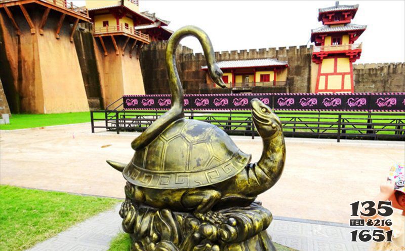公园乌龟和蛇动物景观铜雕图片