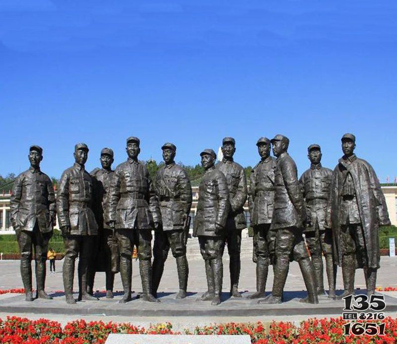 太行山上的八路军人物铜雕图片