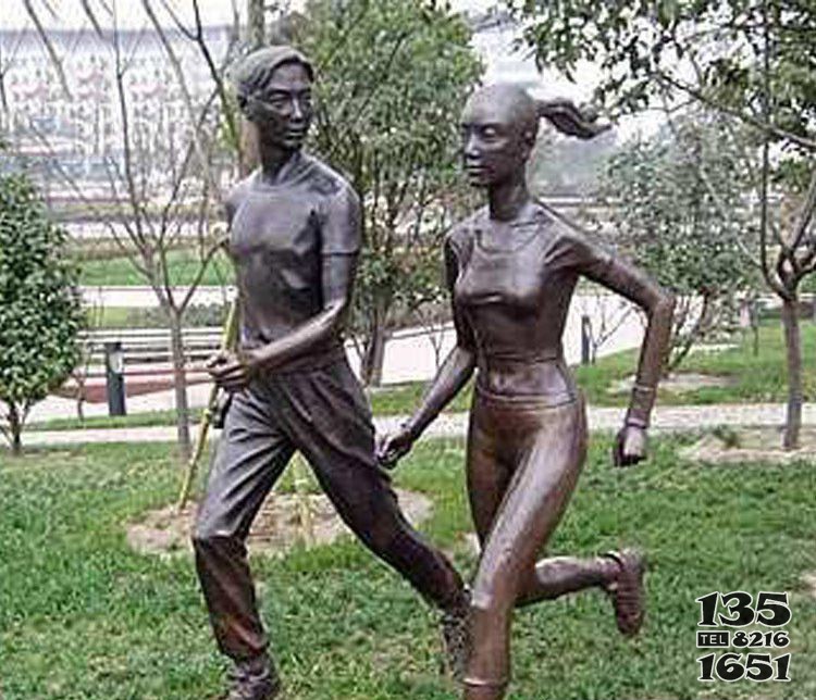 铜雕公园奔跑人物雕塑图片