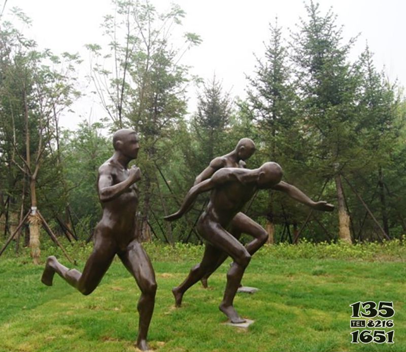 男人公园跑步人物铜雕图片